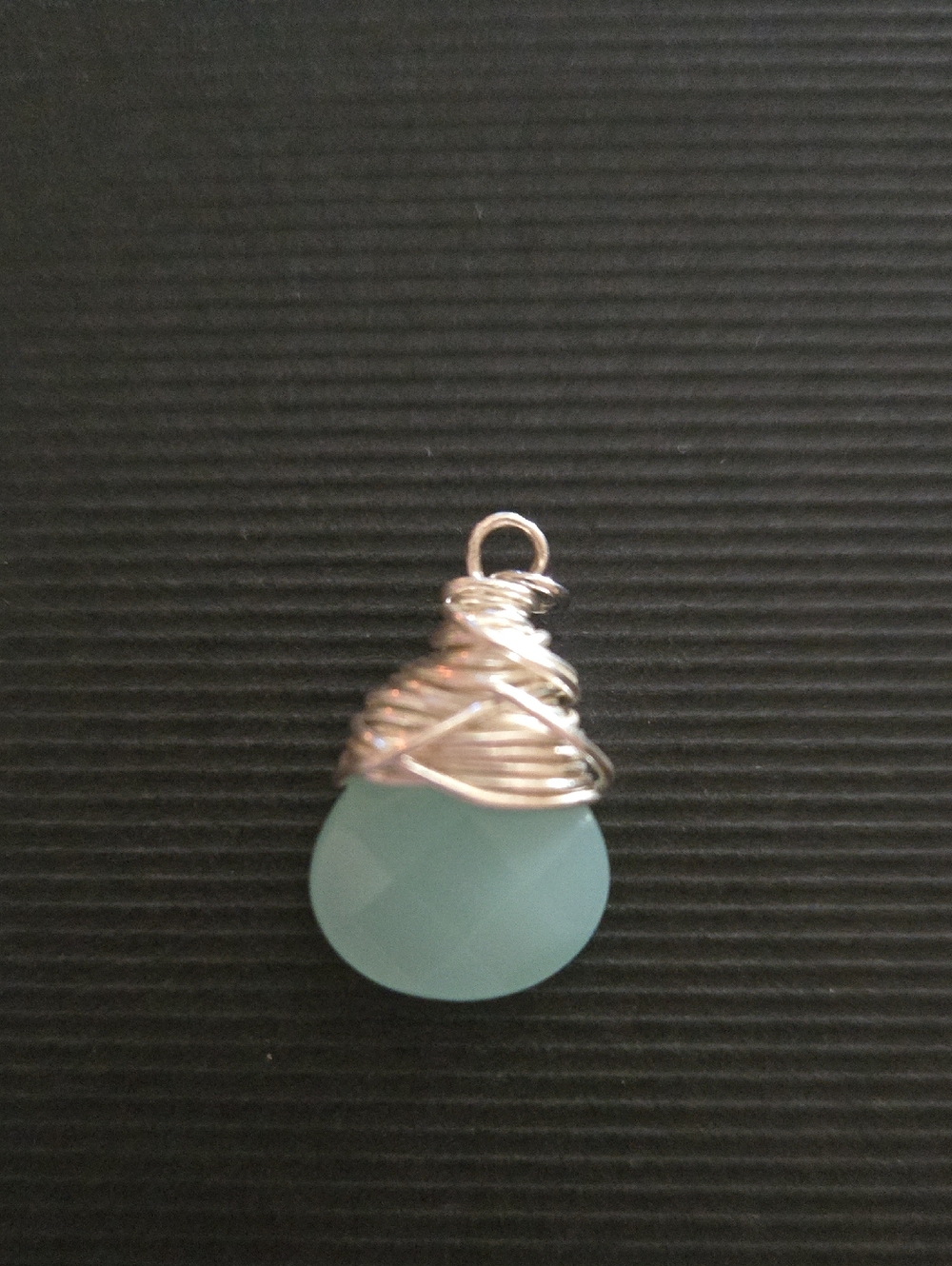 Sterling Silver Wire Wrapped Chaldony Gemstone Pendant - Women Jewelry